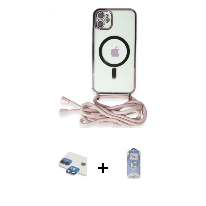 MARSİLYAN™- iPhone 11 Kılıf Eksen Özel Seri - Siyah Joko Magic 5D Cam + Pers Alüminyum Kamera Lens - GI