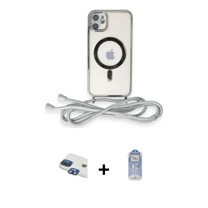 MARSİLYAN™- iPhone 11 Kılıf Eksen Özel Seri - Siyah Joko Magic 5D Cam + Pers Alüminyum Kamera Lens - LT