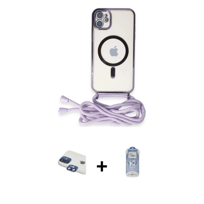 MARSİLYAN™- iPhone 11 Kılıf Eksen Özel Seri - Siyah Joko Magic 5D Cam + Pers Alüminyum Kamera Lens - LT