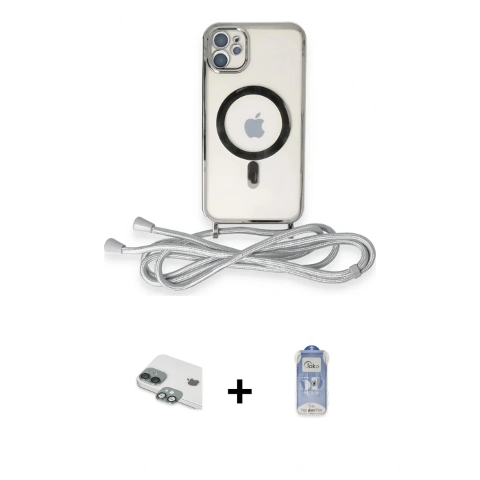 MARSİLYAN™- iPhone 11 Kılıf Eksen Özel Seri - Siyah Joko Magic 5D Cam + Pers Alüminyum Kamera Lens - YL