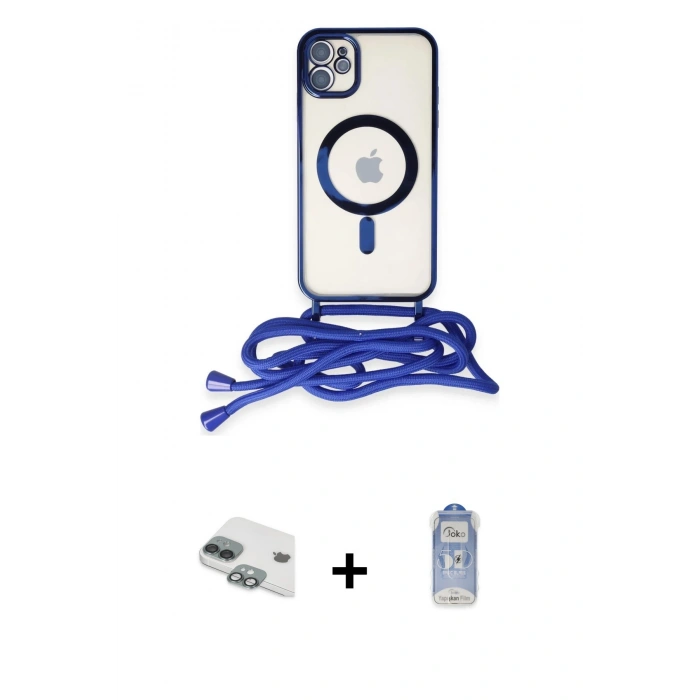 MARSİLYAN™- iPhone 11 Kılıf Eksen Özel Seri - Siyah Joko Magic 5D Cam + Pers Alüminyum Kamera Lens - YL