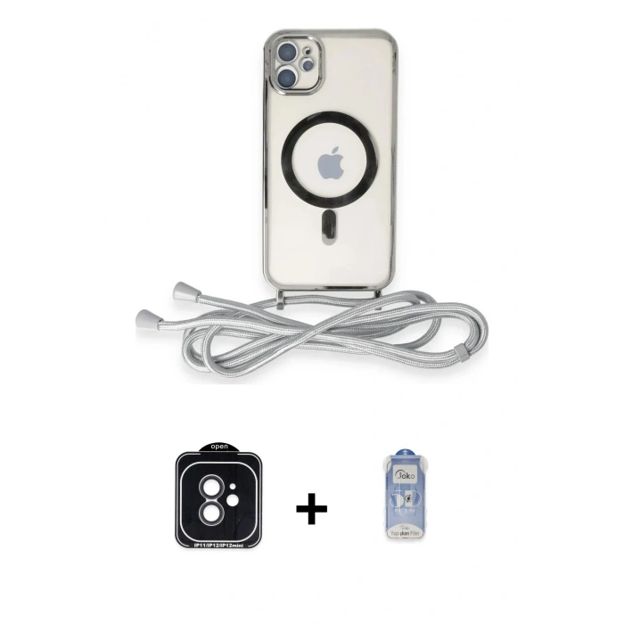 MARSİLYAN™- iPhone 11 Kılıf Eksen Özel Seri - Siyah Joko Magic 5D Cam + PVD Metal Kamera Lens - SH