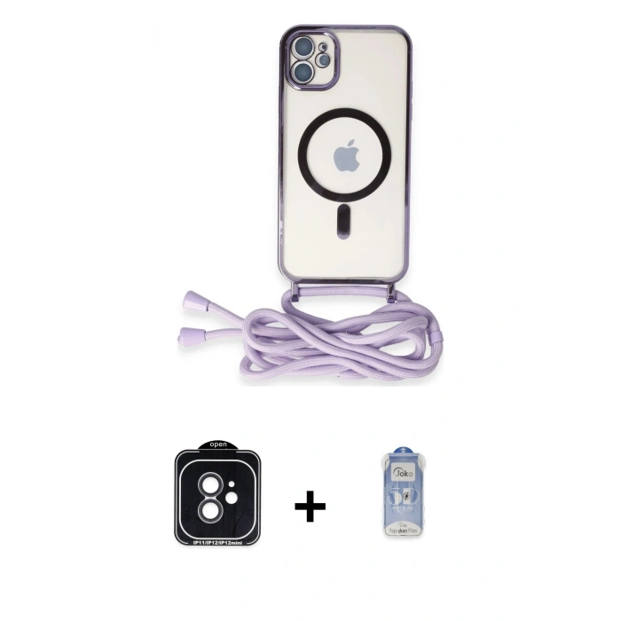 MARSİLYAN™- iPhone 11 Kılıf Eksen Özel Seri - Siyah Joko Magic 5D Cam + PVD Metal Kamera Lens - SH