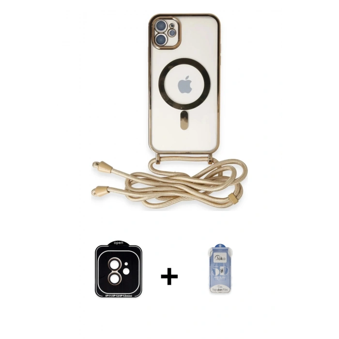 MARSİLYAN™- iPhone 11 Kılıf Eksen Özel Seri - Siyah Joko Magic 5D Cam + PVD Metal Kamera Lens - TU