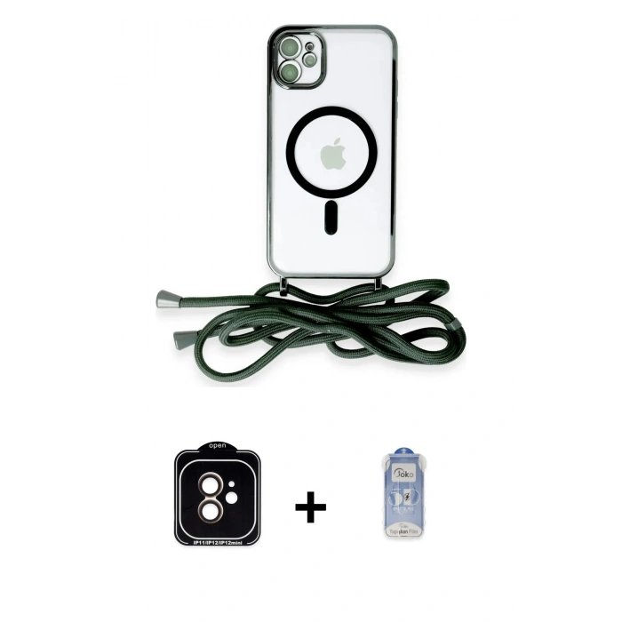 MARSİLYAN™- iPhone 11 Kılıf Eksen Özel Seri - Siyah Joko Magic 5D Cam + PVD Metal Kamera Lens - TU