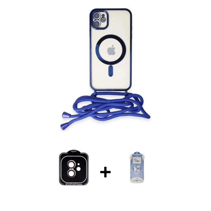 MARSİLYAN™- iPhone 11 Kılıf Eksen Özel Seri - Siyah Joko Magic 5D Cam + PVD Metal Kamera Lens - TU