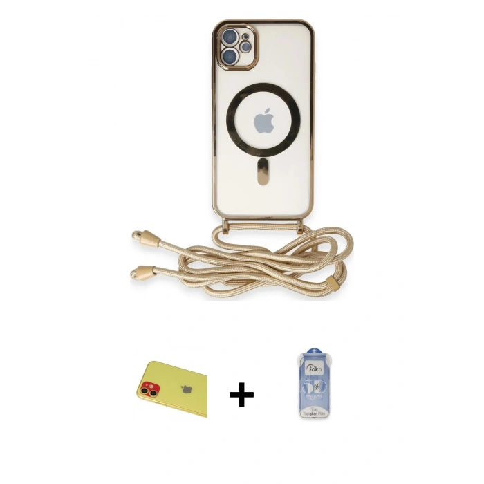 MARSİLYAN™- iPhone 11 Kılıf Eksen Özel Seri - Siyah Joko Magic 5D Cam + Rainbow Kamera Lens Koruma Cam - KI