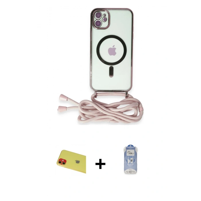 MARSİLYAN™- iPhone 11 Kılıf Eksen Özel Seri - Siyah Joko Magic 5D Cam + Rainbow Kamera Lens Koruma Cam - KI