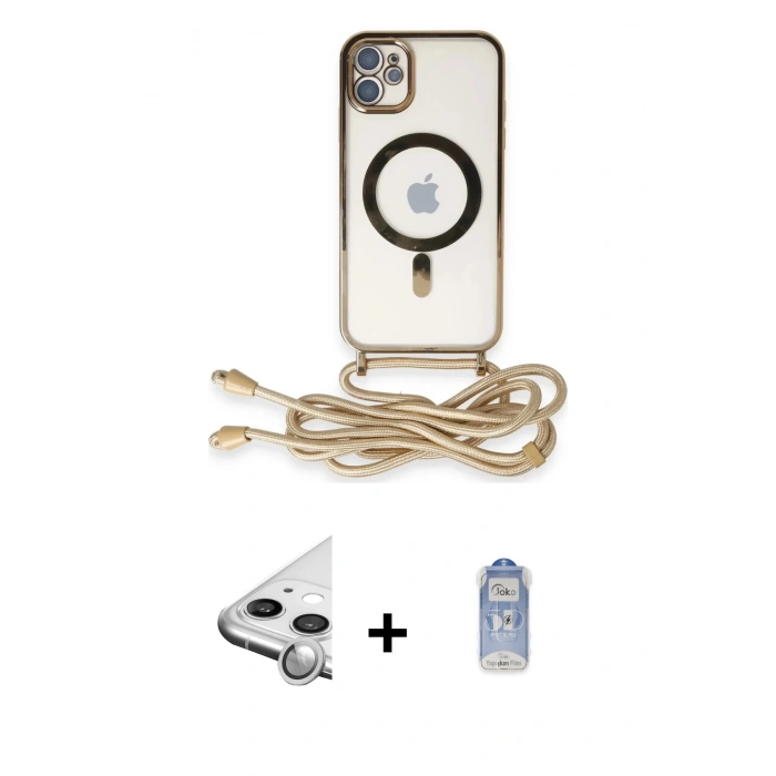 MARSİLYAN™- iPhone 11 Kılıf Eksen Özel Seri - Siyah Joko Magic 5D Cam + Raze Metal Kamera Lens - GS