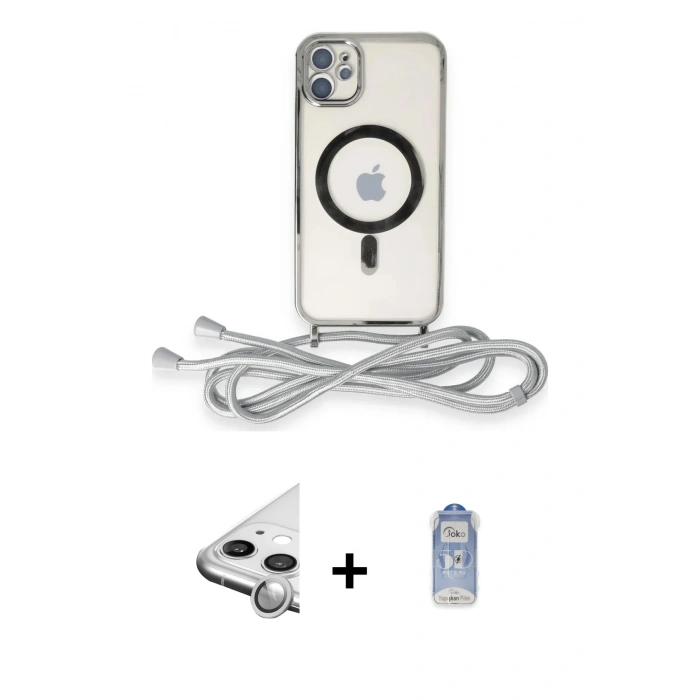 MARSİLYAN™- iPhone 11 Kılıf Eksen Özel Seri - Siyah Joko Magic 5D Cam + Raze Metal Kamera Lens - GS