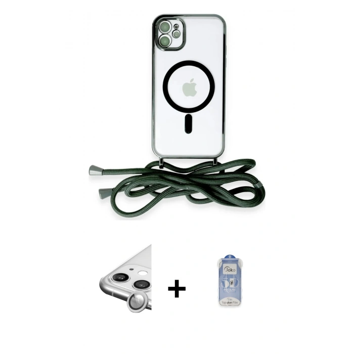 MARSİLYAN™- iPhone 11 Kılıf Eksen Özel Seri - Siyah Joko Magic 5D Cam + Raze Metal Kamera Lens - GS
