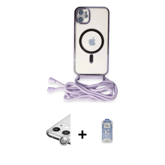 MARSİLYAN™- iPhone 11 Kılıf Eksen Özel Seri - Siyah Joko Magic 5D Cam + Raze Metal Kamera Lens - GS