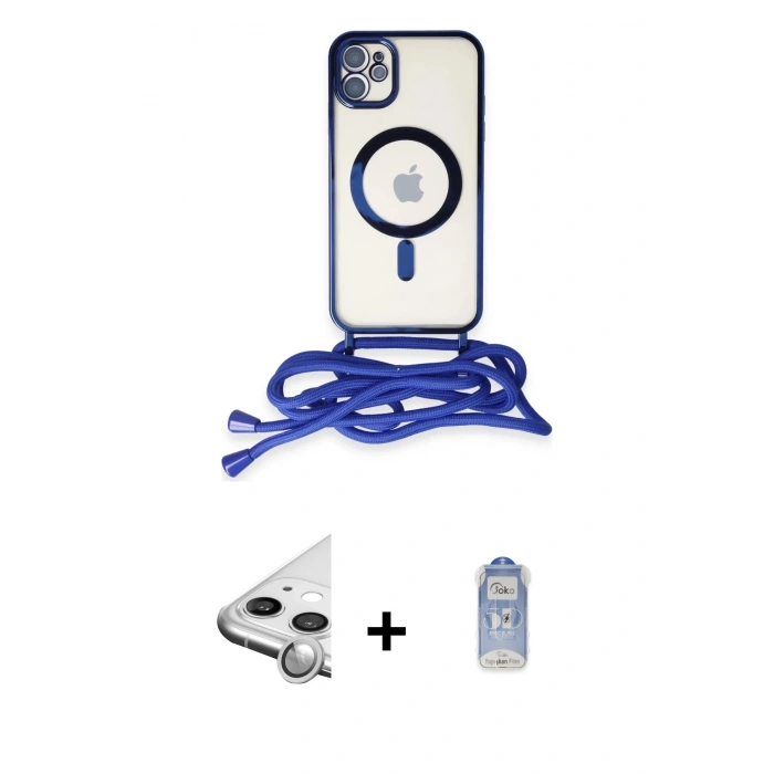 MARSİLYAN™- iPhone 11 Kılıf Eksen Özel Seri - Siyah Joko Magic 5D Cam + Raze Metal Kamera Lens - GS