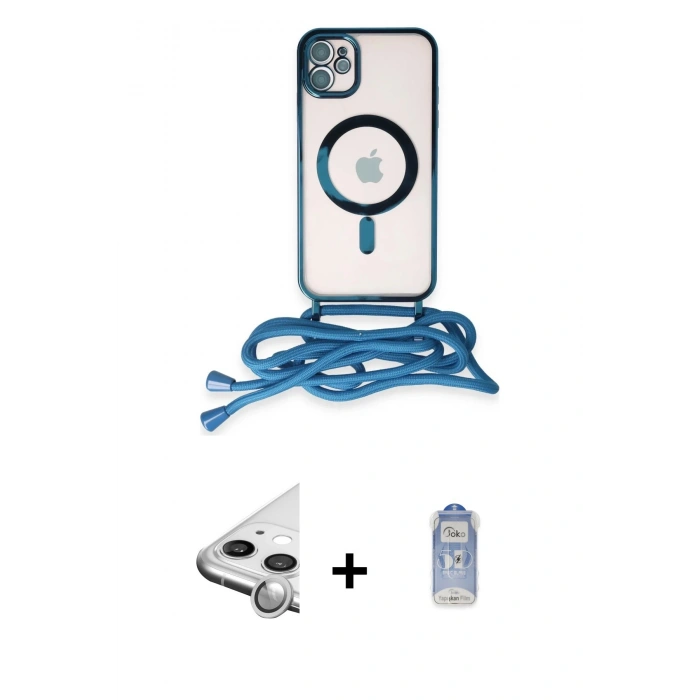 MARSİLYAN™- iPhone 11 Kılıf Eksen Özel Seri - Siyah Joko Magic 5D Cam + Raze Metal Kamera Lens - GS