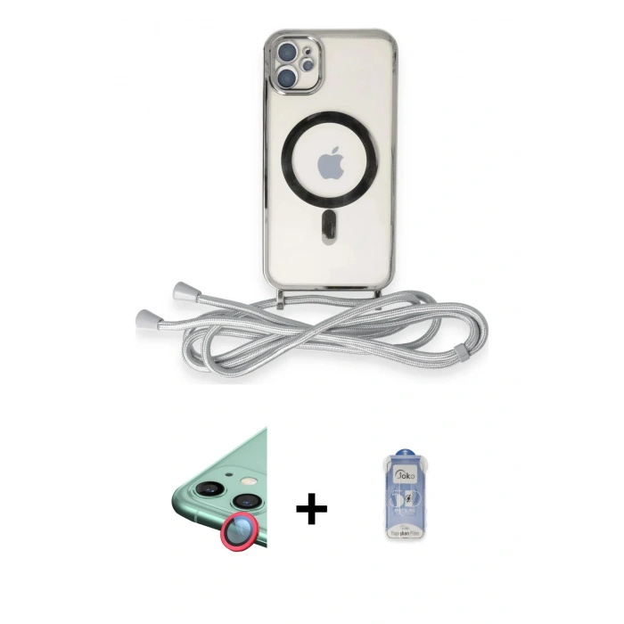 MARSİLYAN™- iPhone 11 Kılıf Eksen Özel Seri - Siyah Joko Magic 5D Cam + Raze Metal Kamera Lens - KI