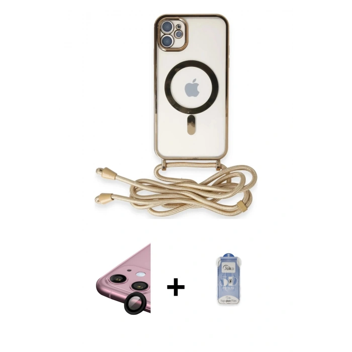 MARSİLYAN™- iPhone 11 Kılıf Eksen Özel Seri - Siyah Joko Magic 5D Cam + Siyah Raze Metal Kamera Lens