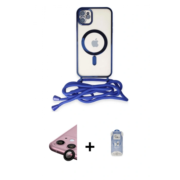 MARSİLYAN™- iPhone 11 Kılıf Eksen Özel Seri - Siyah Joko Magic 5D Cam + Siyah Raze Metal Kamera Lens