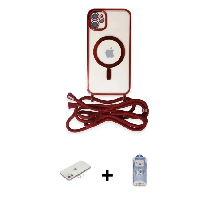 MARSİLYAN™- iPhone 11 Kılıf Eksen Özel Seri - Siyah Joko Magic 5D Cam + Yeşil Renkli Kamera Lens Koruma Cam