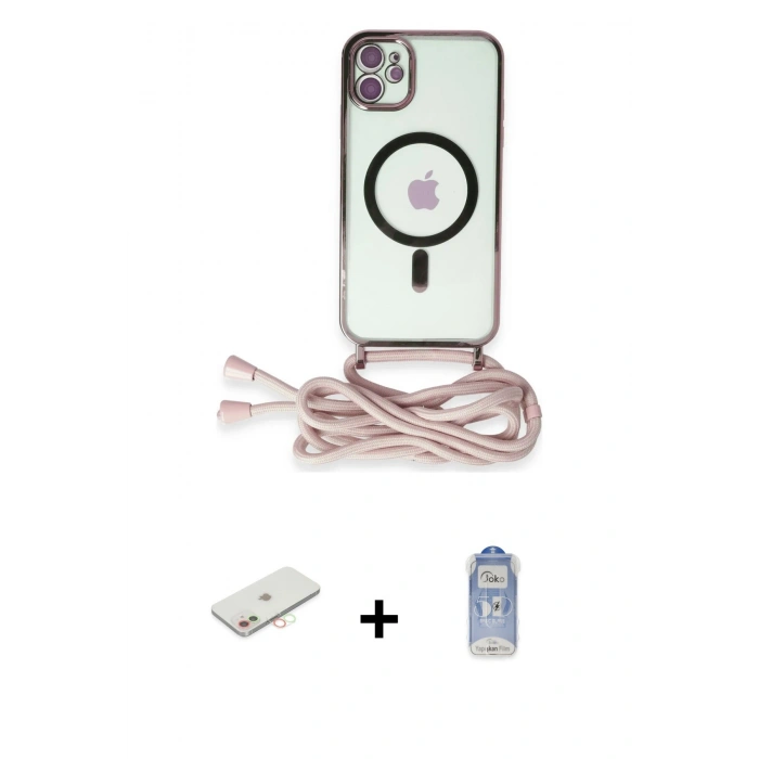 MARSİLYAN™- iPhone 11 Kılıf Eksen Özel Seri - Siyah Joko Magic 5D Cam + Yeşil Renkli Kamera Lens Koruma Cam