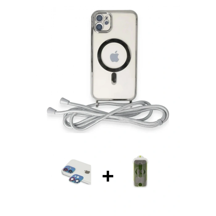 MARSİLYAN™- iPhone 11 Kılıf Eksen Özel Seri - Siyah Joko Magic 5D Hayalet Cam + Pers Alüminyum Kamera Lens - GI