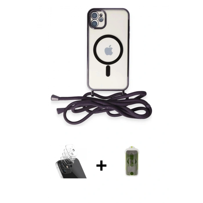 MARSİLYAN™- iPhone 11 Kılıf Eksen Özel Seri - Siyah Joko Magic 5D Hayalet Cam + Kamera Lens Koruma Cam - SF