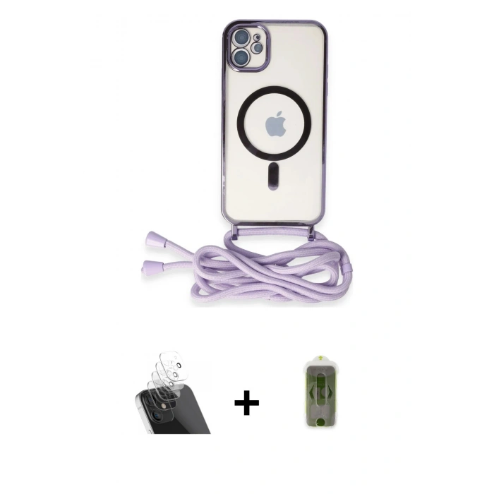 MARSİLYAN™- iPhone 11 Kılıf Eksen Özel Seri - Siyah Joko Magic 5D Hayalet Cam + Kamera Lens Koruma Cam - SF
