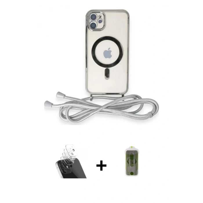 MARSİLYAN™- iPhone 11 Kılıf Eksen Özel Seri - Siyah Joko Magic 5D Hayalet Cam + Kamera Lens Koruma Cam - SF