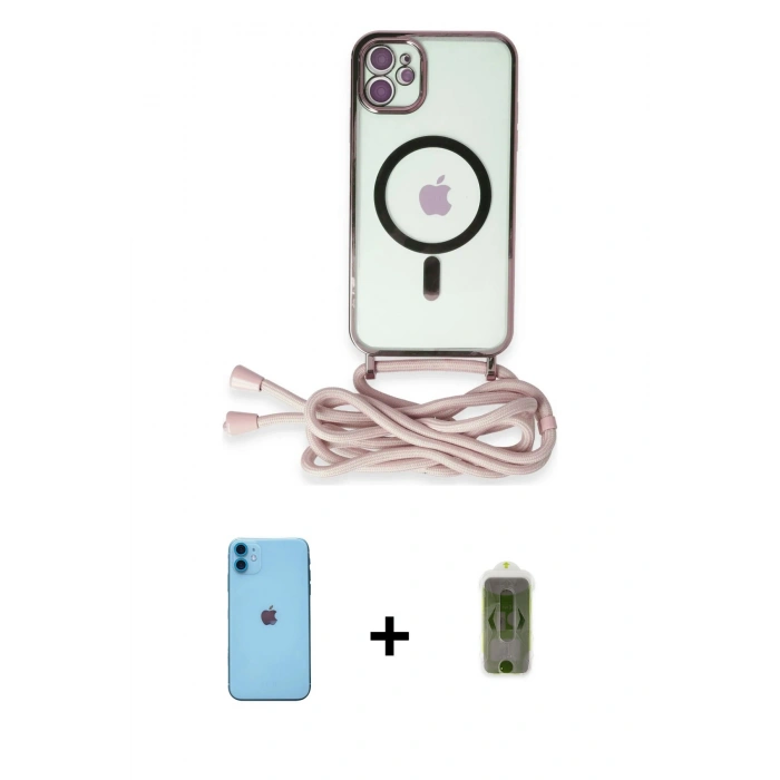MARSİLYAN™- iPhone 11 Kılıf Eksen Özel Seri - Siyah Joko Magic 5D Hayalet Cam + Neon Fosforlu Kamera Lens - MI