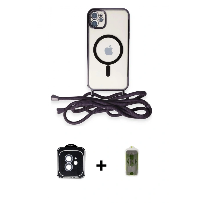 MARSİLYAN™- iPhone 11 Kılıf Eksen Özel Seri - Siyah Joko Magic 5D Hayalet Cam + PVD Metal Kamera Lens - MI