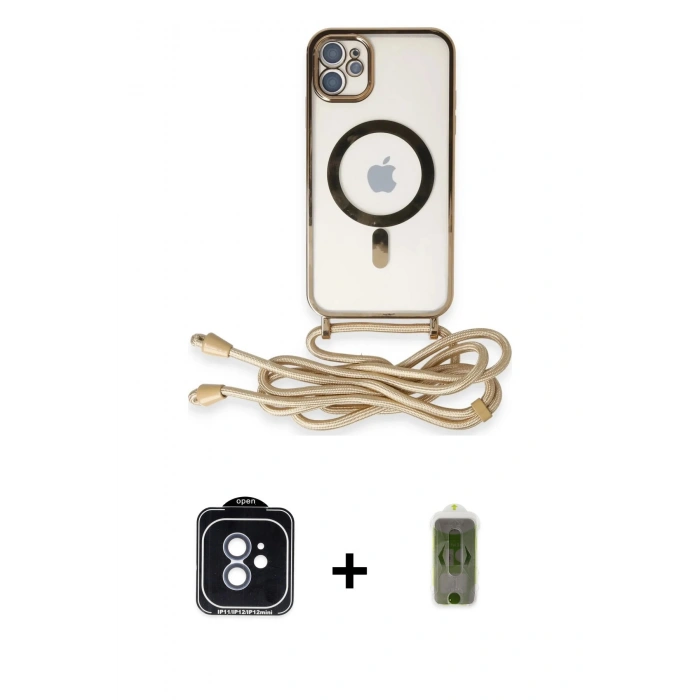 MARSİLYAN™- iPhone 11 Kılıf Eksen Özel Seri - Siyah Joko Magic 5D Hayalet Cam + PVD Metal Kamera Lens - MI