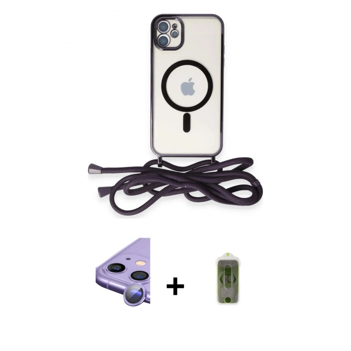 MARSİLYAN™- iPhone 11 Kılıf Eksen Özel Seri - Siyah Joko Magic 5D Hayalet Cam + Raze Metal Kamera Lens - MR