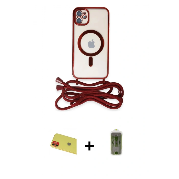 MARSİLYAN™- iPhone 11 Kılıf Eksen Özel Seri - Siyah Joko Magic 5D Hayalet Cam + Rainbow Kamera Lens Koruma Cam - KI