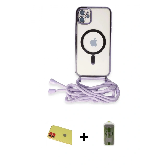 MARSİLYAN™- iPhone 11 Kılıf Eksen Özel Seri - Siyah Joko Magic 5D Hayalet Cam + Rainbow Kamera Lens Koruma Cam - KI