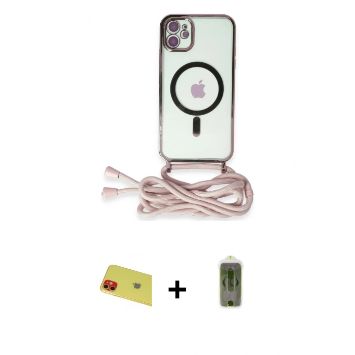MARSİLYAN™- iPhone 11 Kılıf Eksen Özel Seri - Siyah Joko Magic 5D Hayalet Cam + Rainbow Kamera Lens Koruma Cam - KI