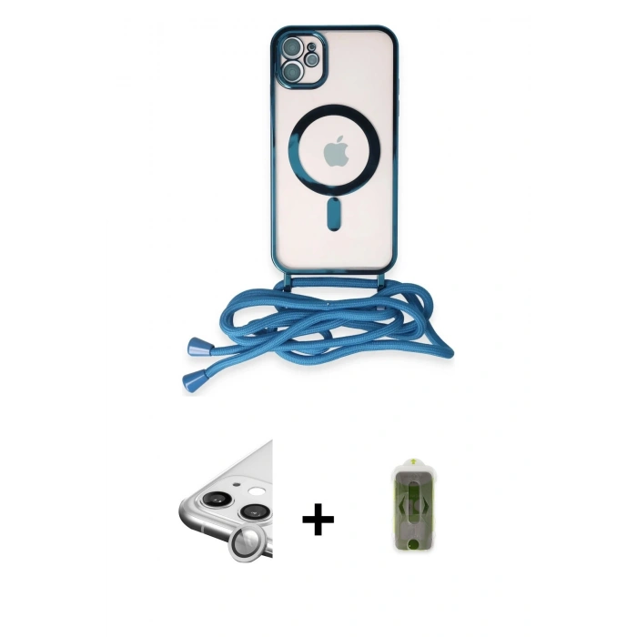 MARSİLYAN™- iPhone 11 Kılıf Eksen Özel Seri - Siyah Joko Magic 5D Hayalet Cam + Raze Metal Kamera Lens - GS