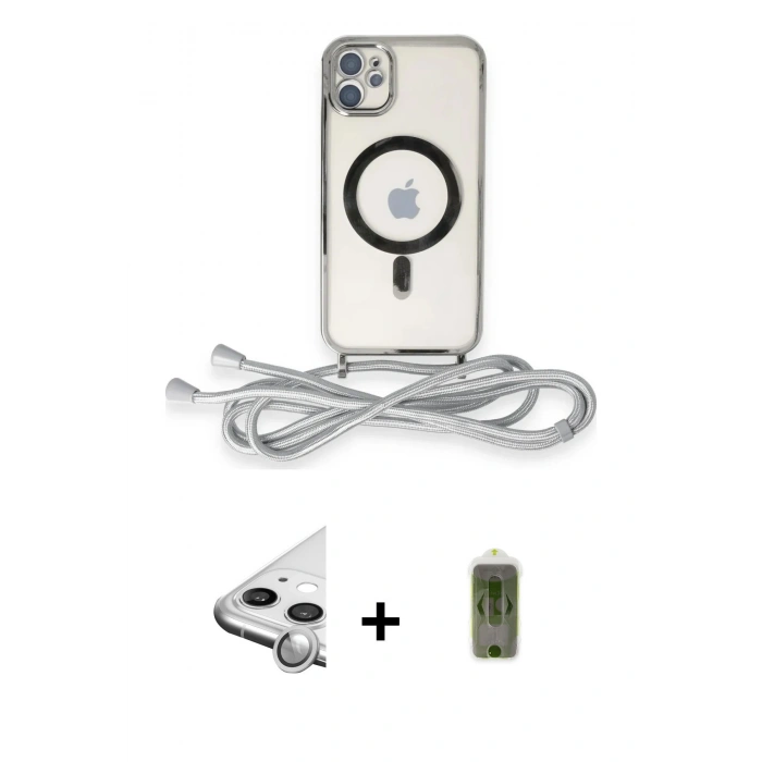 MARSİLYAN™- iPhone 11 Kılıf Eksen Özel Seri - Siyah Joko Magic 5D Hayalet Cam + Raze Metal Kamera Lens - GS