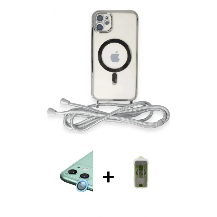 MARSİLYAN™- iPhone 11 Kılıf Eksen Özel Seri - Siyah Joko Magic 5D Hayalet Cam + Raze Metal Kamera Lens - MI