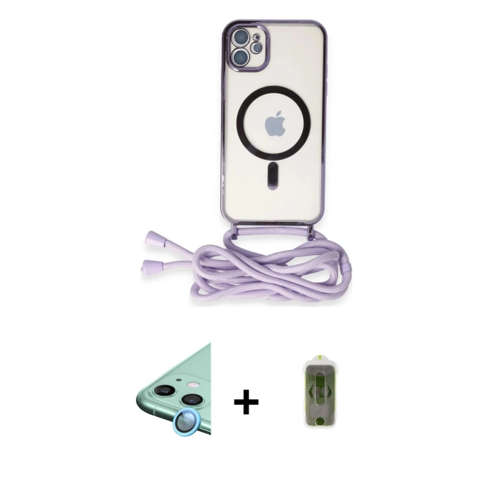 MARSİLYAN™- iPhone 11 Kılıf Eksen Özel Seri - Siyah Joko Magic 5D Hayalet Cam + Raze Metal Kamera Lens - MI