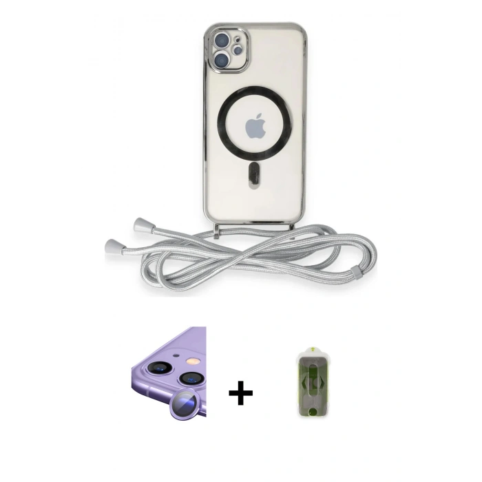 MARSİLYAN™- iPhone 11 Kılıf Eksen Özel Seri - Siyah Joko Magic 5D Hayalet Cam + Raze Metal Kamera Lens - MR