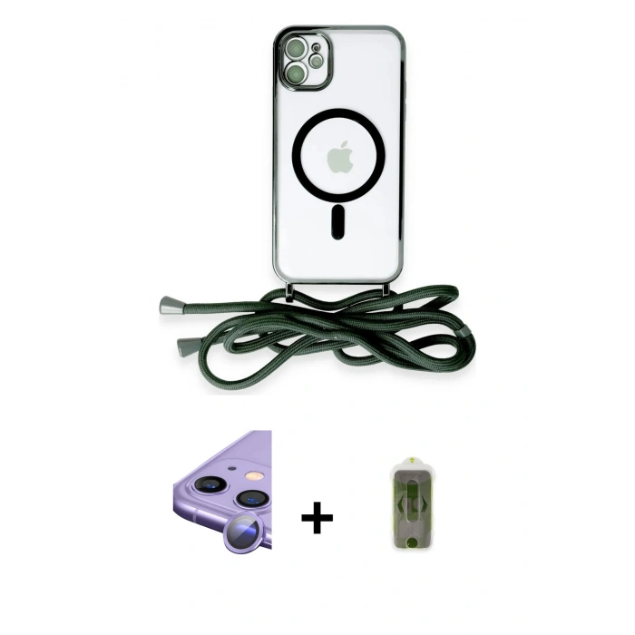 MARSİLYAN™- iPhone 11 Kılıf Eksen Özel Seri - Siyah Joko Magic 5D Hayalet Cam + Raze Metal Kamera Lens - MR