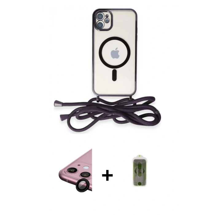 MARSİLYAN™- iPhone 11 Kılıf Eksen Özel Seri - Siyah Joko Magic 5D Hayalet Cam + Raze Metal Kamera Lens - SH