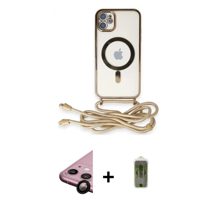 MARSİLYAN™- iPhone 11 Kılıf Eksen Özel Seri - Siyah Joko Magic 5D Hayalet Cam + Raze Metal Kamera Lens - SH