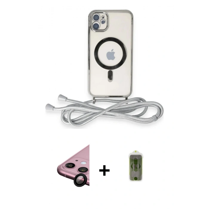 MARSİLYAN™- iPhone 11 Kılıf Eksen Özel Seri - Siyah Joko Magic 5D Hayalet Cam + Raze Metal Kamera Lens - SH