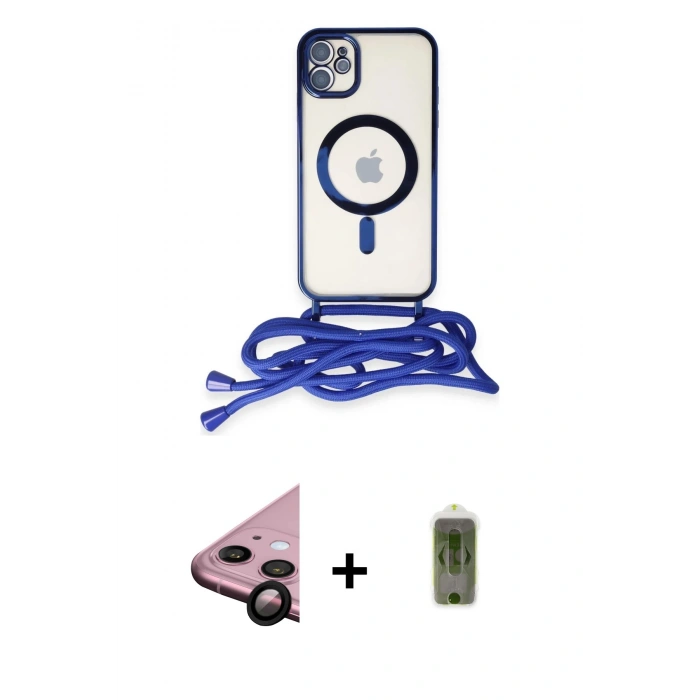 MARSİLYAN™- iPhone 11 Kılıf Eksen Özel Seri - Siyah Joko Magic 5D Hayalet Cam + Raze Metal Kamera Lens - SH