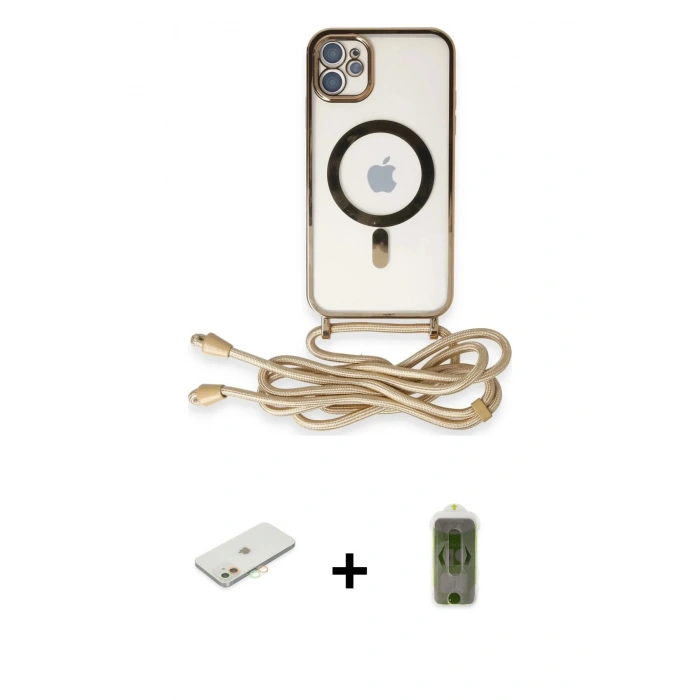 MARSİLYAN™- iPhone 11 Kılıf Eksen Özel Seri - Siyah Joko Magic 5D Hayalet Cam + Renkli Kamera Lens Koruma Cam - TU