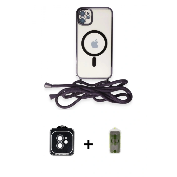 MARSİLYAN™- iPhone 11 Kılıf Eksen Özel Seri - Siyah Joko Magic 5D Hayalet Cam + Siyah PVD Metal Kamera Lens