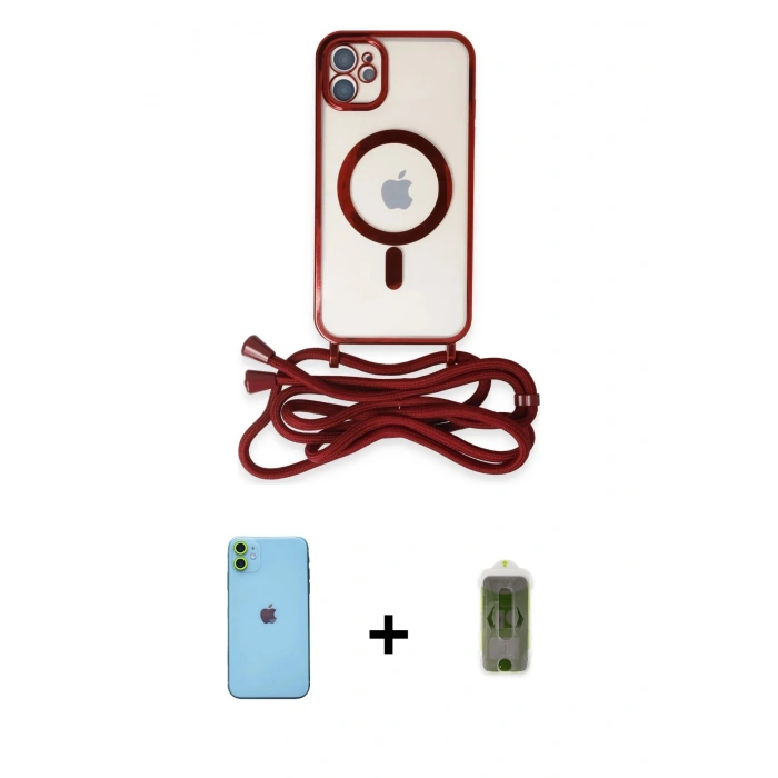 MARSİLYAN™- iPhone 11 Kılıf Eksen Özel Seri - Siyah Joko Magic 5D Hayalet Cam + Neon Fosforlu Kamera Lens - YL