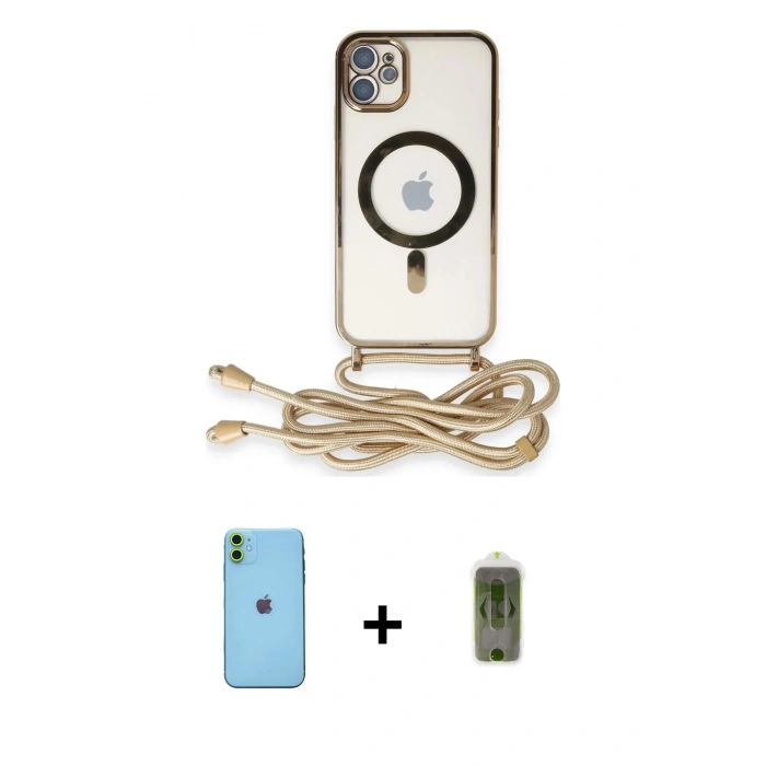 MARSİLYAN™- iPhone 11 Kılıf Eksen Özel Seri - Siyah Joko Magic 5D Hayalet Cam + Neon Fosforlu Kamera Lens - YL