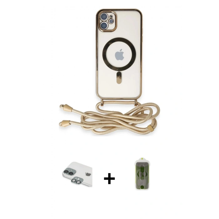 MARSİLYAN™- iPhone 11 Kılıf Eksen Özel Seri - Siyah Joko Magic 5D Hayalet Cam + Yeşil Pers Alüminyum Kamera Lens