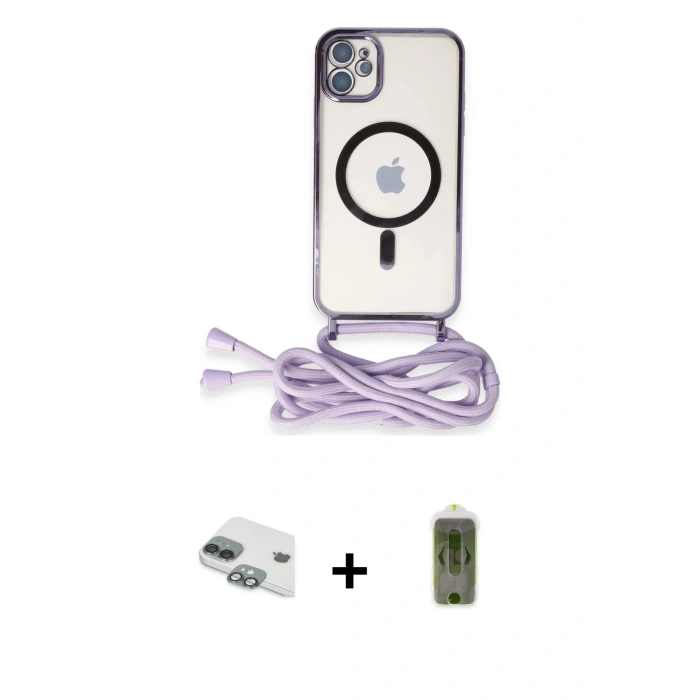 MARSİLYAN™- iPhone 11 Kılıf Eksen Özel Seri - Siyah Joko Magic 5D Hayalet Cam + Yeşil Pers Alüminyum Kamera Lens